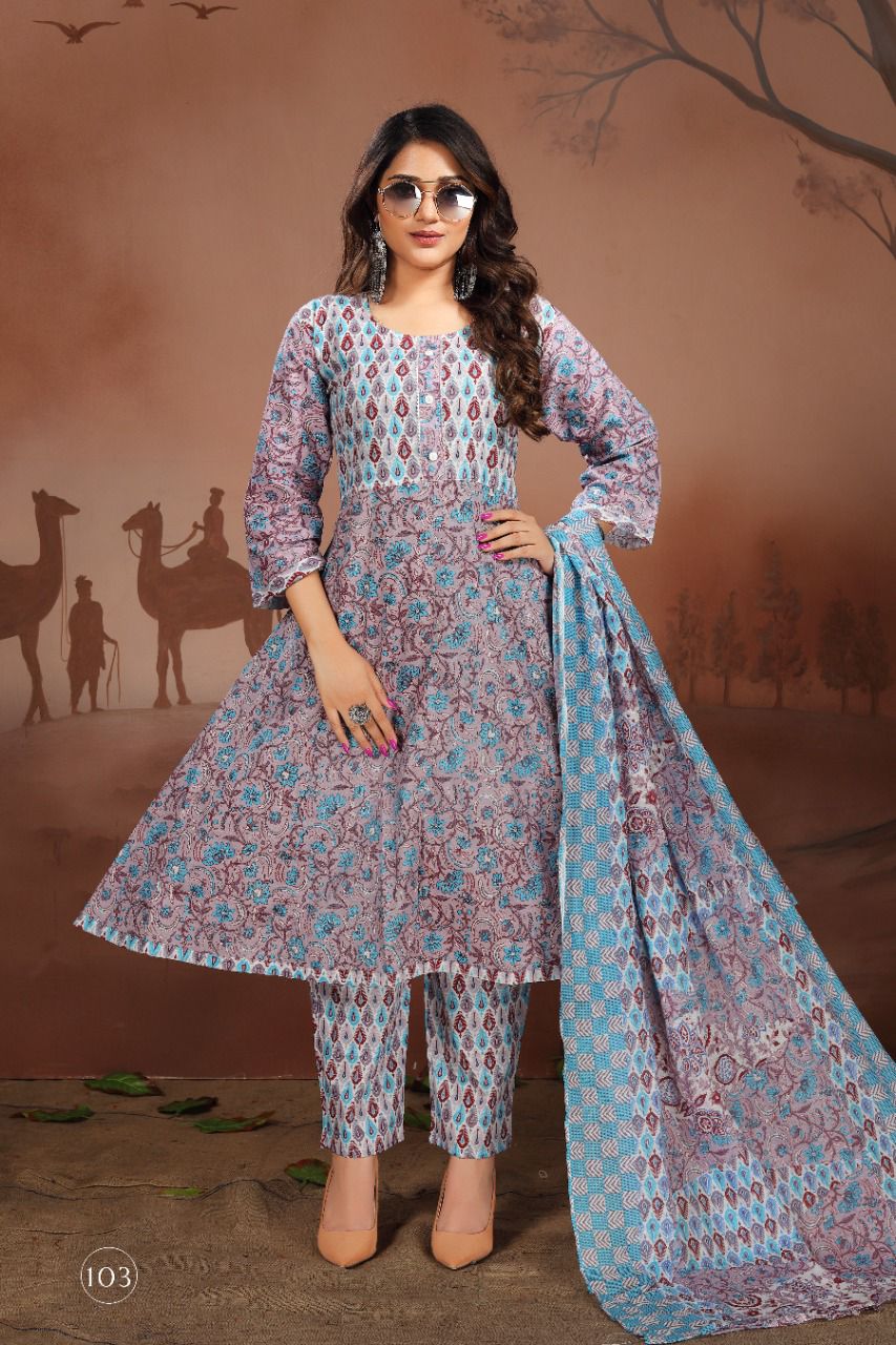 New Pavitra 101 Cotton Printed Casual Daily Wear Ready Made Suit Collection